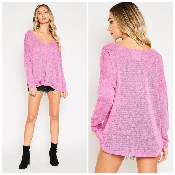 💖 LAST 1! Pink Lightweight Twist Front Sweater! - Picture 3 of 5